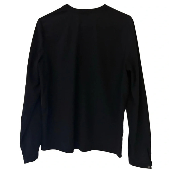 Talbots polyester blouse shirt popover buttons navy blue women’s size medium - Picture 7 of 8